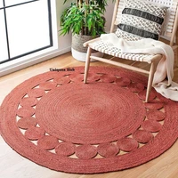 rug hand braided round 100 natural jute floor carpet decor living area rag rugs