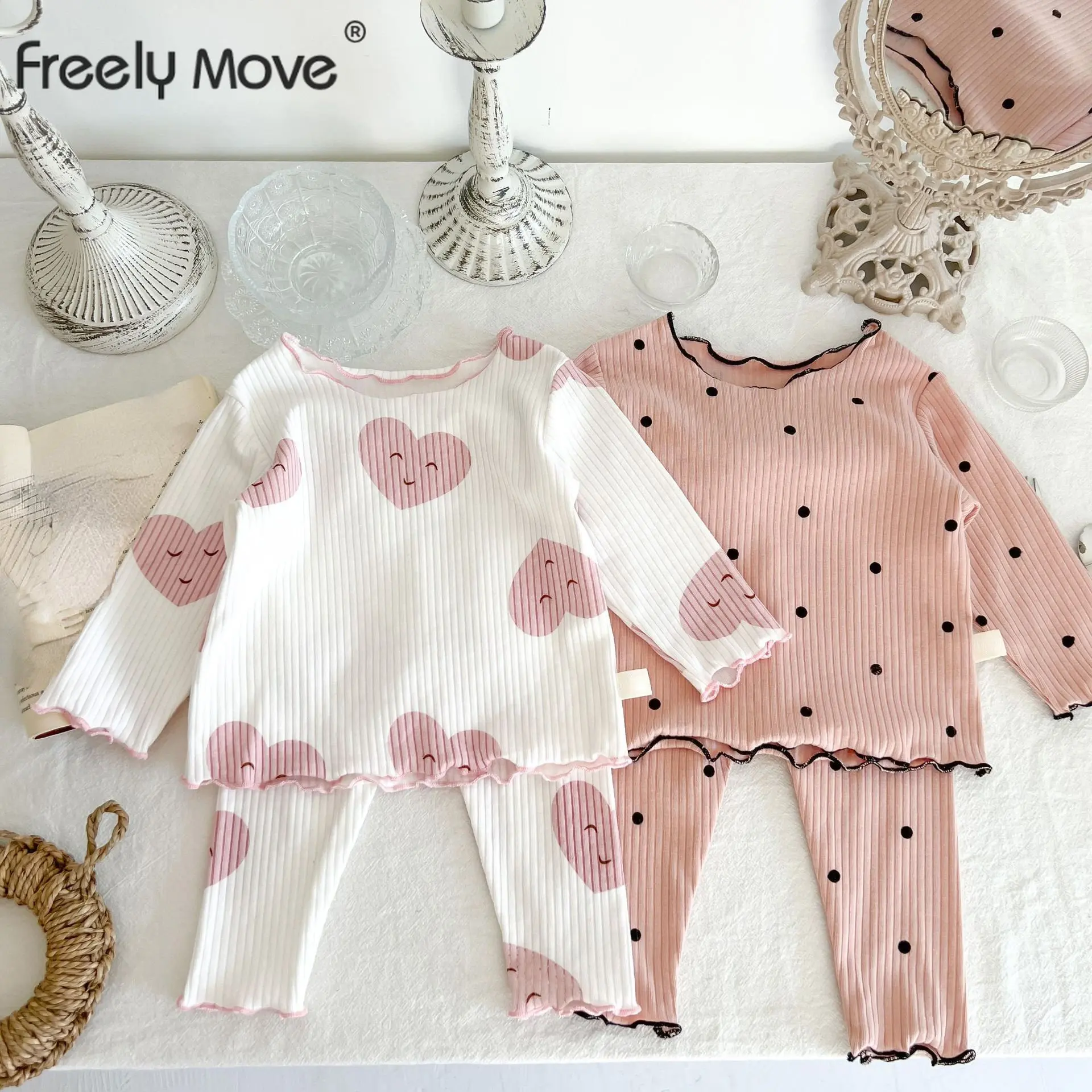 

Freely Move 2022 Autumn Kid Sleepwear Girl's Cotton Long Sleeve Pajama Sets Toddler Baby Printed Pyjamas Set Children’s Clothing