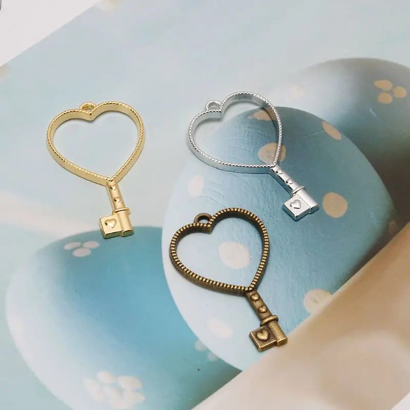 10x сердце для ключа подвеска с металлическим каркасом Подвеска из УФ-смолы пустой