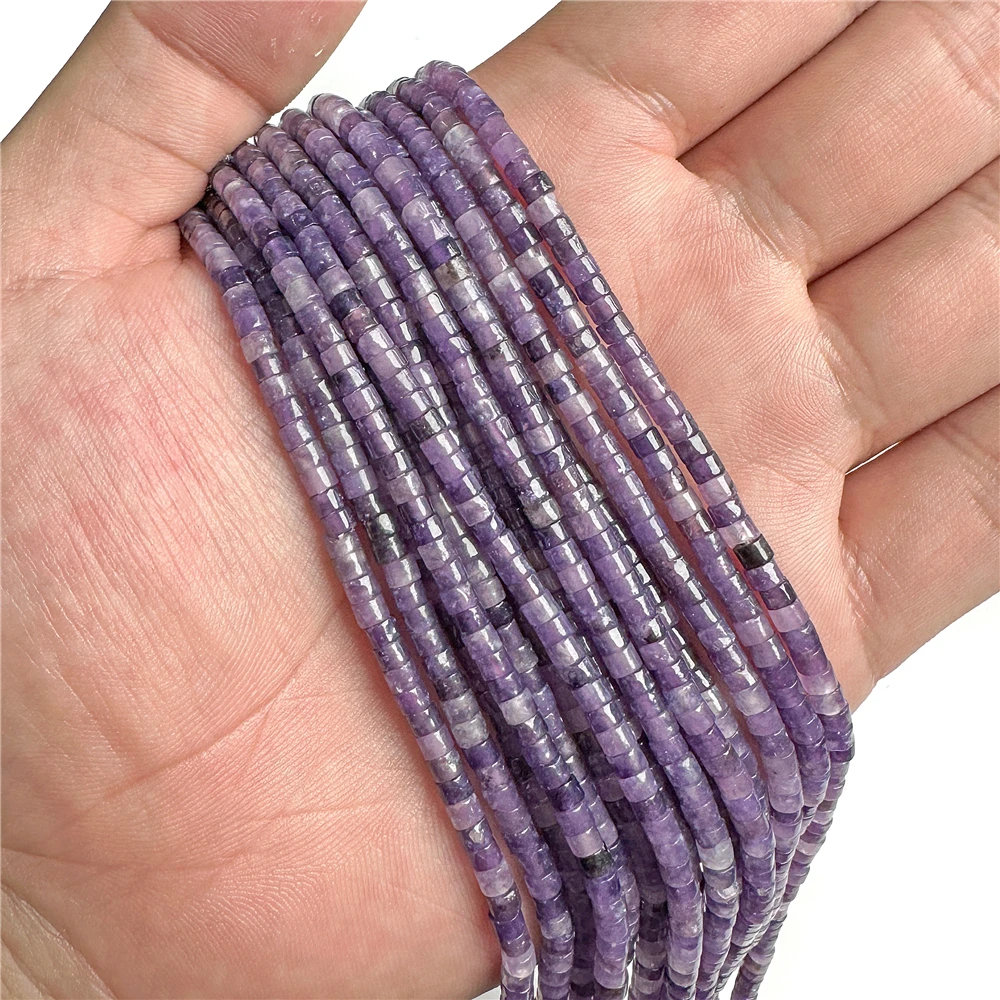 Бусины Из Натурального аметиста 2x3 мм плоские круглые бусины из фиолетового
