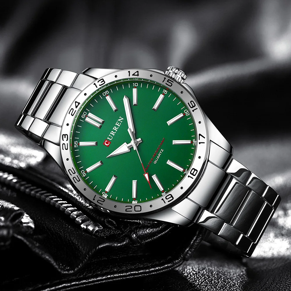 

Классические деловые наручные часы CURREN, модные и удобные кварцевые часы с светящимися стрелками, мужские часы с ремешком из нержавеющей стали