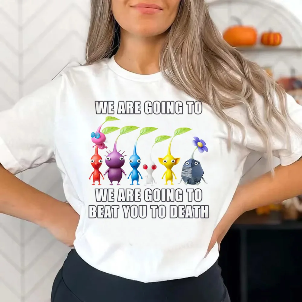 Pikmin tshirt teen Vintage kawaii anime Comfortable University Classic top tees 2000s Retro Trendy Graphic Breathable Digital