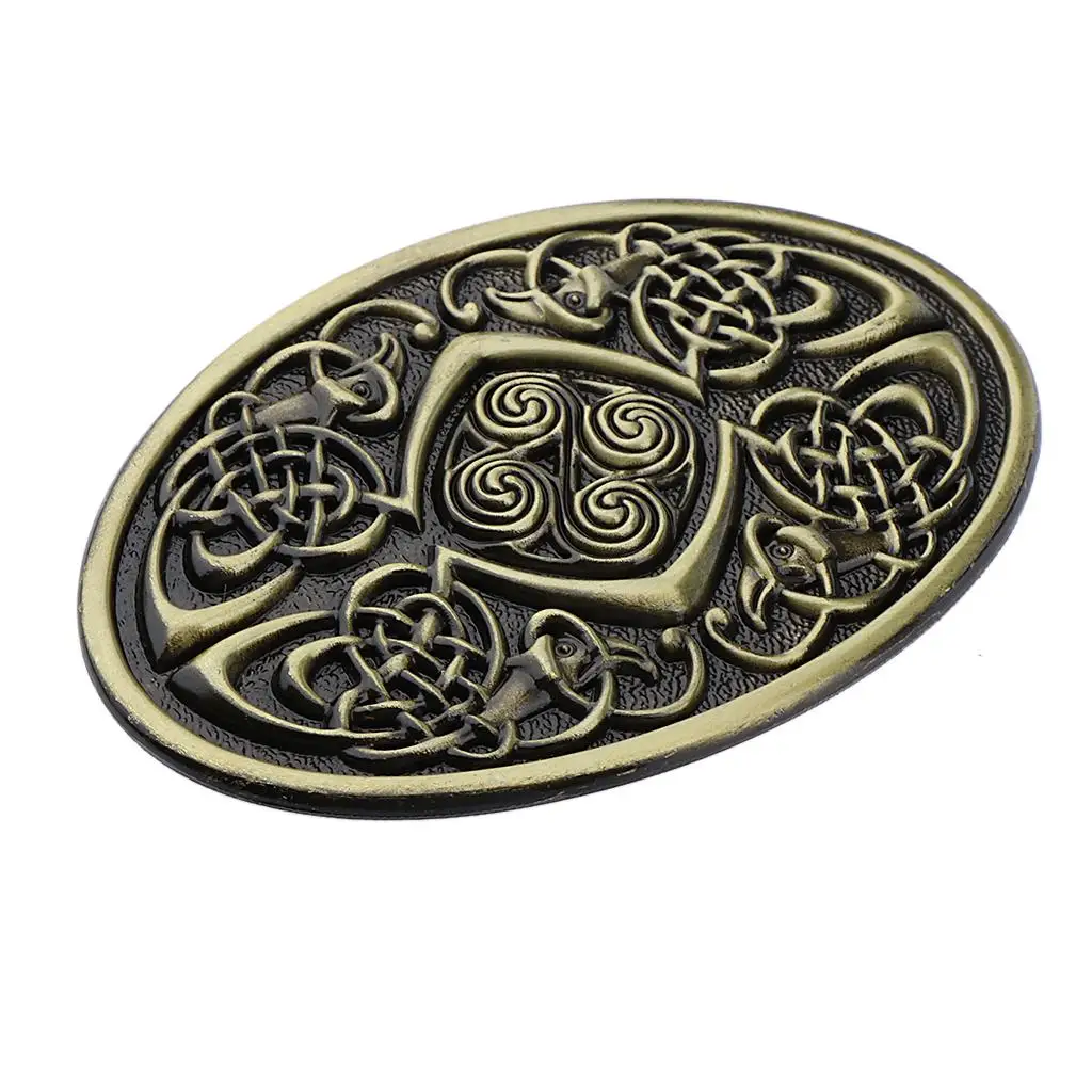 

Vintage Germanic Celtic Pattern Oval Belt Buckle for Men Cowboy Leather Jean