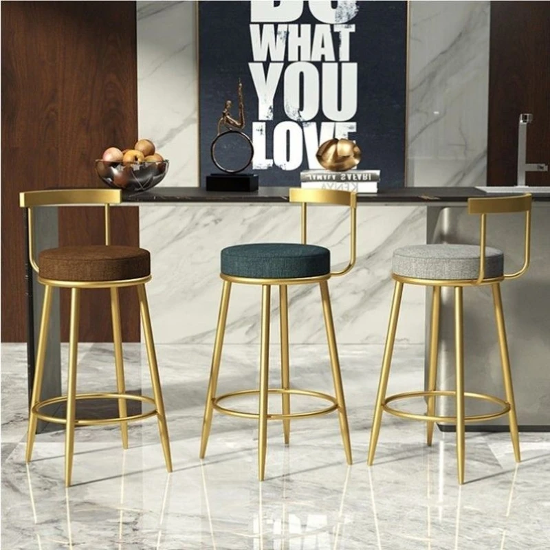 Современный высокий стул для кухни салона красоты золотая металлическая стойка