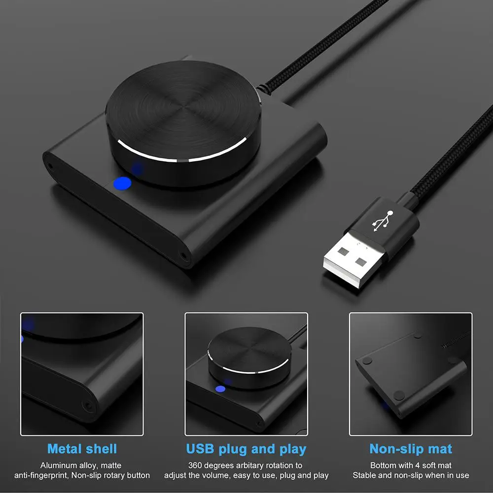 

Aluminum Alloy USB Computer Volume Controller Multimedia Adjust External Speaker Audio Control USB Knob Volume Driver-free D6L8