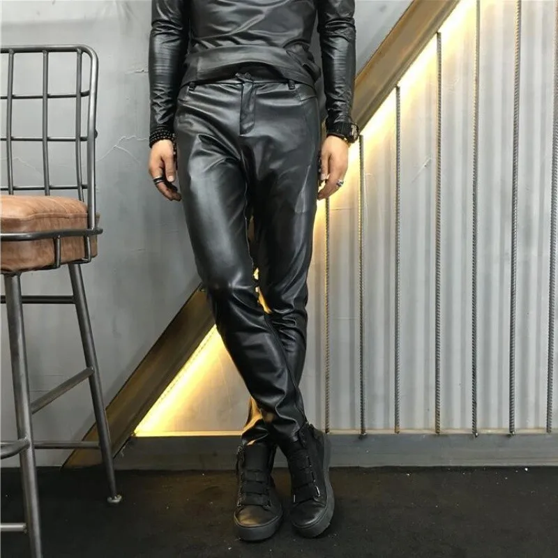 

Осенние брюки костюм ножки 2022 мотоцикл шаровары хип промежность мужские облегающие новые корейские зимние брюки для сцены хоп мужские низк...