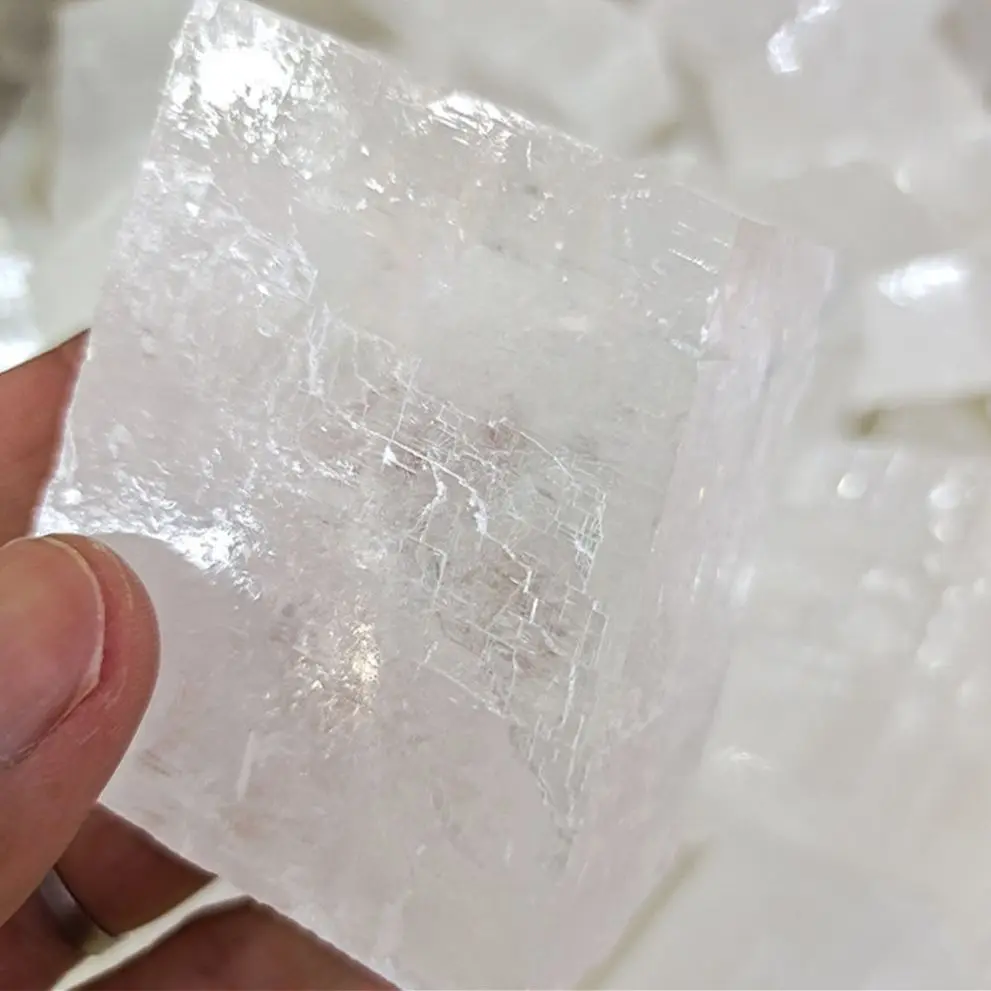 

Wholesale Clear Optical Calcite Raw Cube Iceland Spar Slab Natural Stone and Rough Crystal Minerals Healing Stones