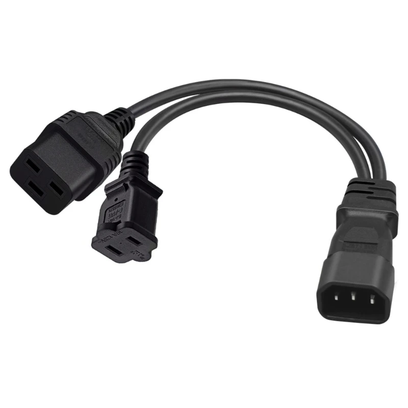 

IEC C14 Male Plug Extension Power Cable 3Pin Connector IEC320-C14 to Nema 1-15R+C19 Converter Adapter Cable Cord