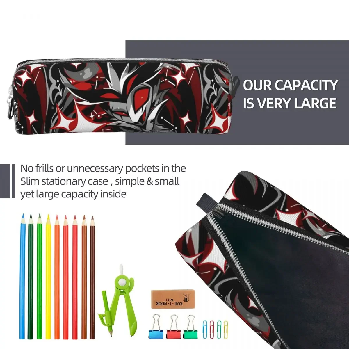 Пеналы Helluva аниме черный комедийный футляр для ручек вместительные студенческие