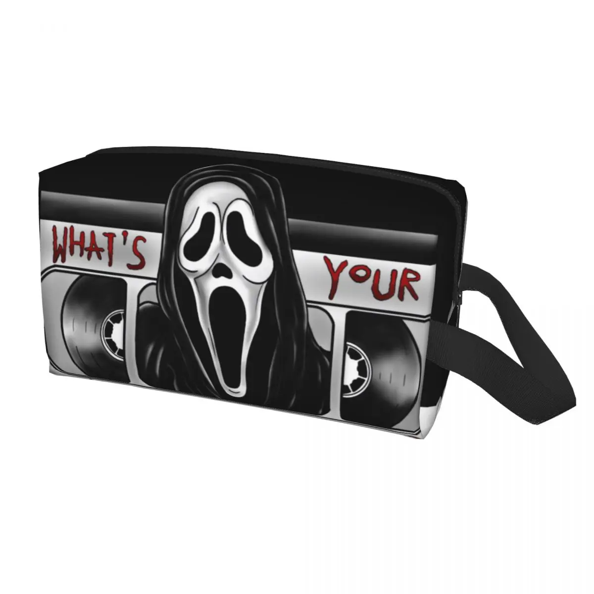

What's Your Favorite Scary Movie Toiletry Bag Halloween Scream Ghost Makeup Cosmetic Organizer Lady Beauty Storage Dopp Kit Box