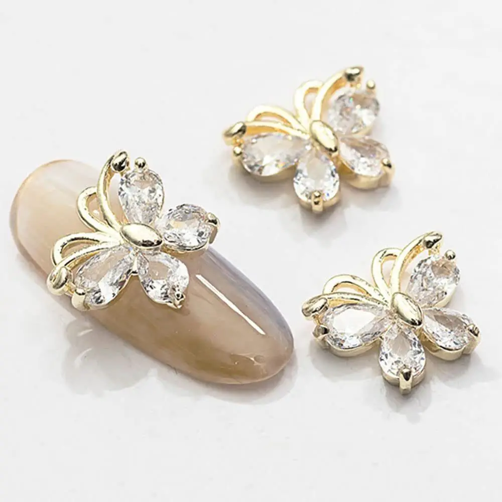 

3D-бабочка из циркония, украшения для ногтей, сплав, голова кролика, Бабочка, хрустальные ювелирные изделия, подвески, аксессуары для дизайна ...