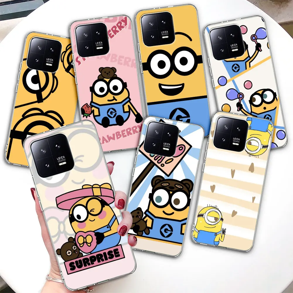 Забавный милый чехол M-Minionss для Xiaomi Mi 13 12T 11 Ultra 12 11T 10T 9T Pro Note 10 9 A2 8 Lite 11i, прозрачный чехол для телефона из ТПУ