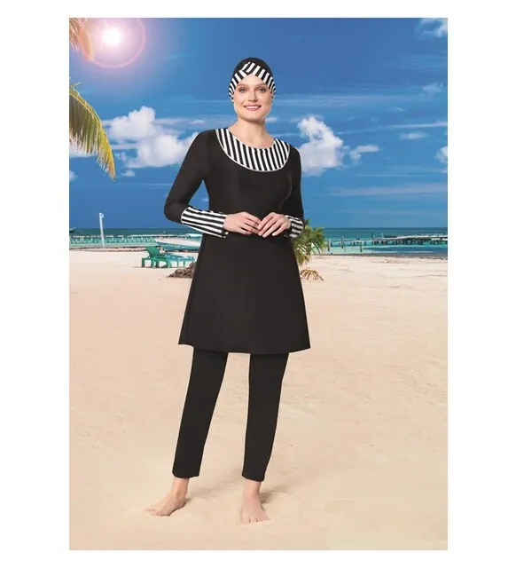 

Ruko Maio 22130-1 striped Micro Lycra Fabric Full Hijab Swimwear