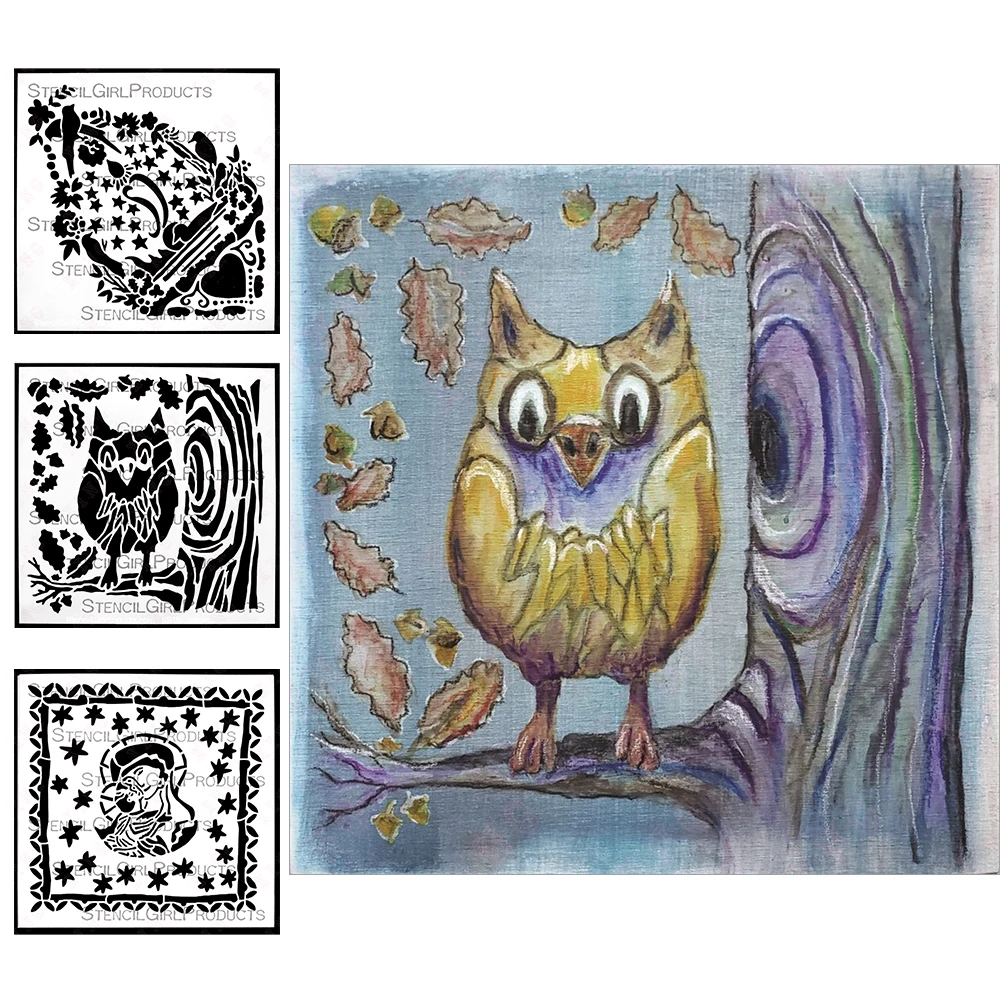 

2022 Painting Scrapbook Coloring Embossing Deco Mold Newest Diy Layering Stencils She Sings Like a Bird Owl Acorns Madonna Child