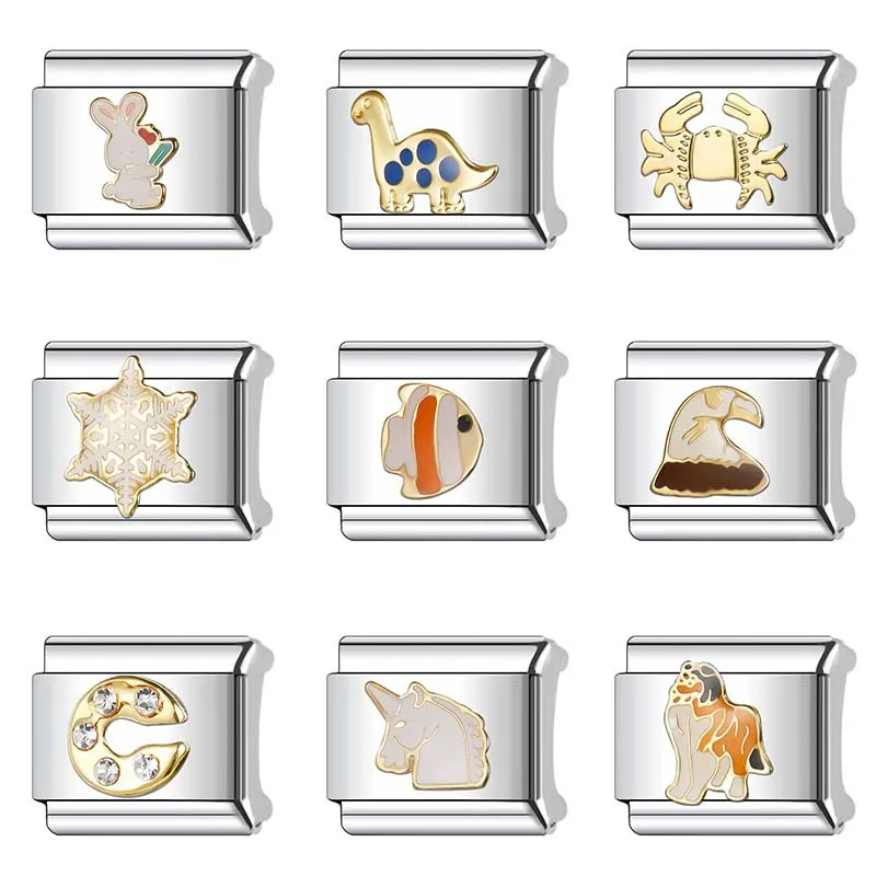 Memnon милые динозавры черепахи крабы кролики Шарм итальянские звенья Подвески