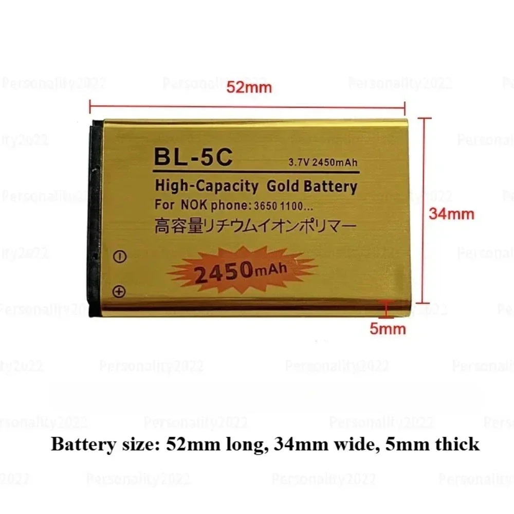 Фото Аккумулятор BL-5C 3,7 В BL5C 2450 мАч для Nokia BL5C 1600 6230 2600 1100 1110 1200 1208 2700 3100 3110 N70 Аккумулятор для мобильного телефона №3