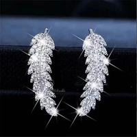 sparkling vintage classical leaf earrings for women exquisite crystal alloy stud earrings fashion jewelry accessories whole sale