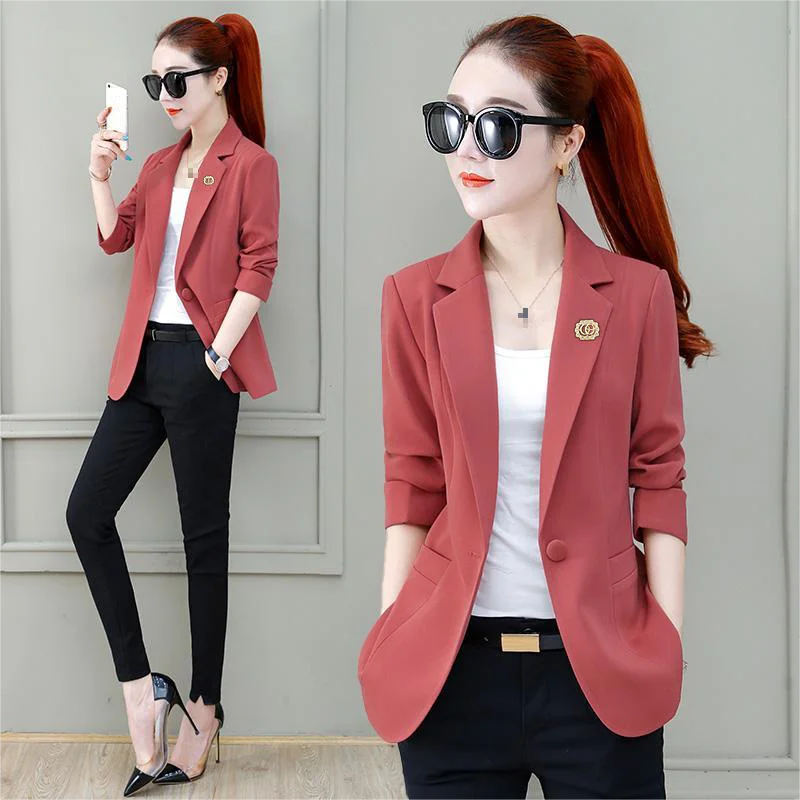 High-end Women's Blazers 2023 Autumn New Slim Short Solid Color Decorative Three-dimensional Cut Blazers Jackets