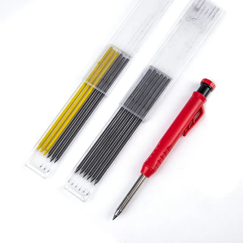 

1Pcs/1Box Deep-hole Maker Solid Carpenter Pencil Refill Leads Built-in Sharpener Deep Hole Marker Tool