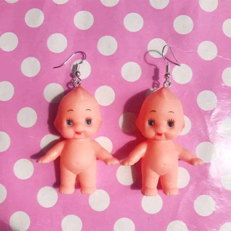 Kawaii creepy baby doll earrings Weird but funky accessory 2022