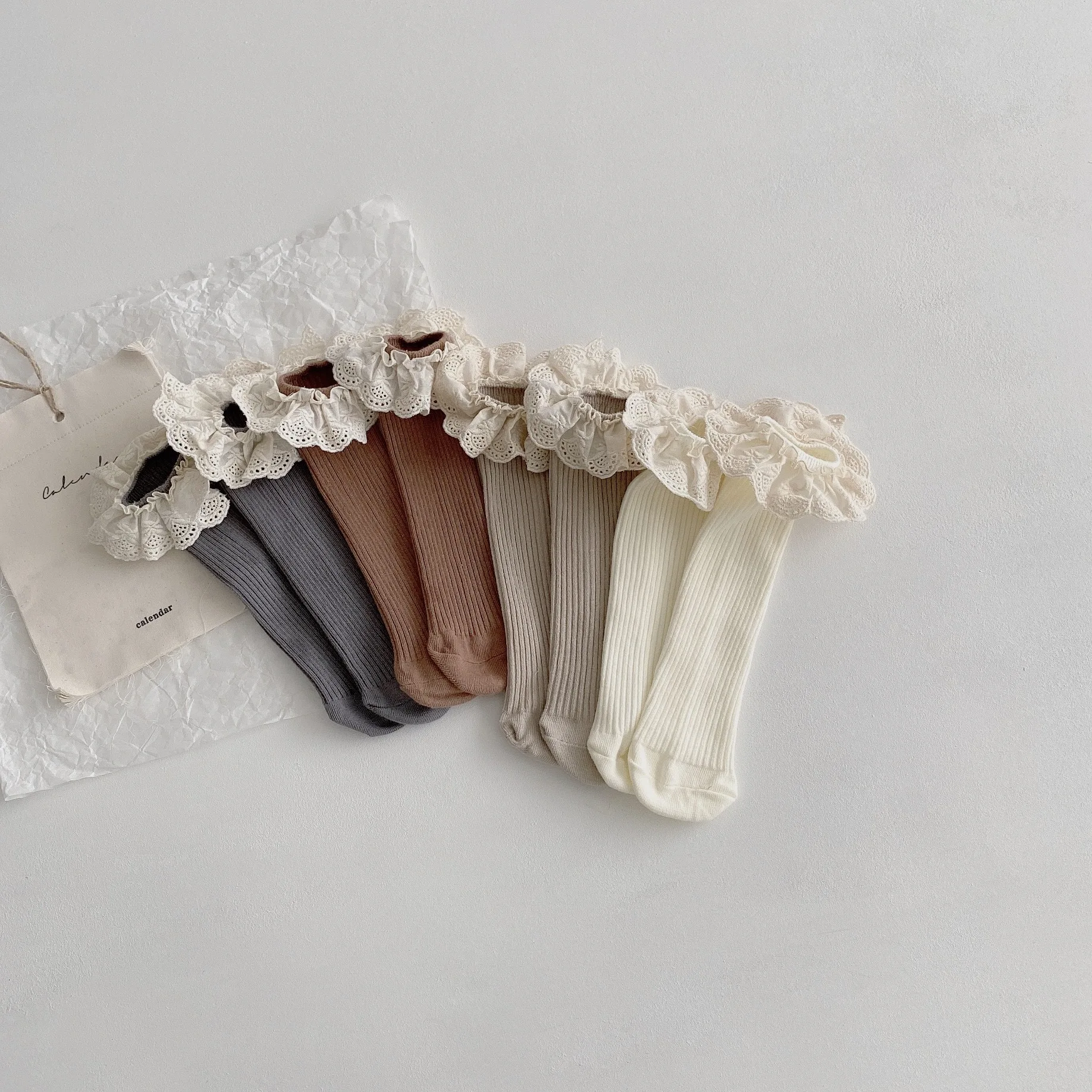 

Spring New Baby Girls Socks Long Socks Kids Knee Length Soft Cotton Baby Socks Kids 1-6 Years Knee High Lace Socks