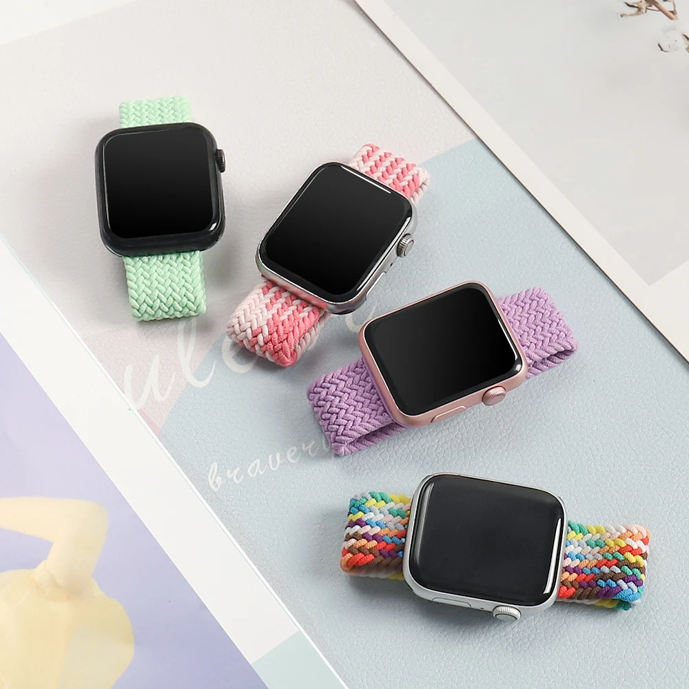 

Ремешок Плетеный Соло для Apple watch band 44 мм 40 мм, эластичный браслет для iwatch Se Series 7 6543 42 мм 38 мм 41 мм 45 мм