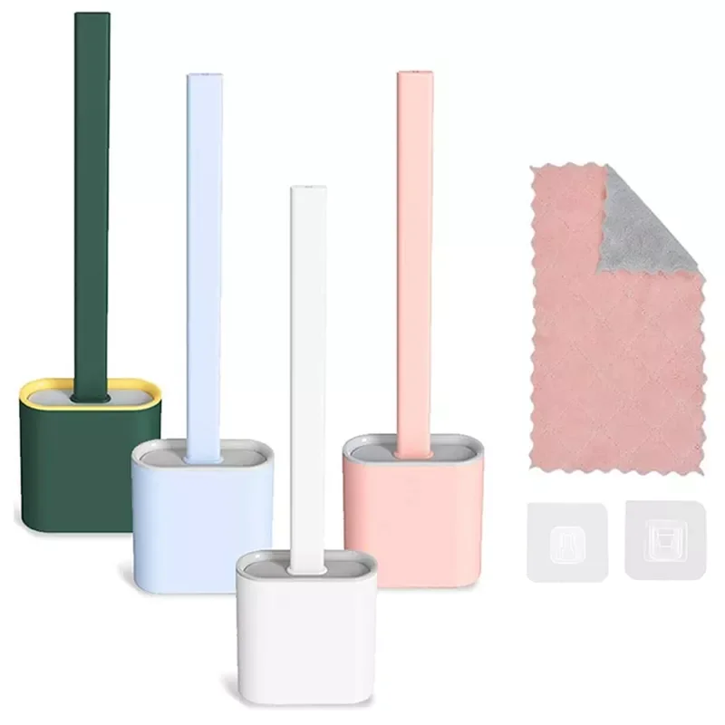 

Flex Toilet Brush Bathroom Rubber Cleaning Brush with Base Wall-mounted Quick Drying Toilet Brush