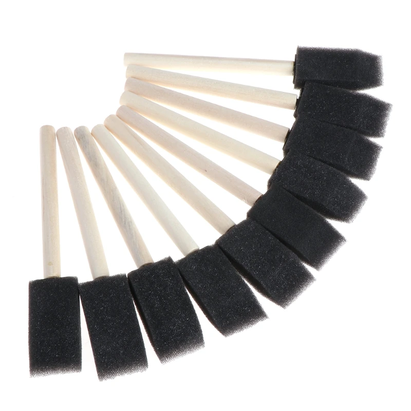 

10Pcs Sponge Brush Wooden Handle Watercolor Oil Stain Art Craft Painting Drawing Dropship