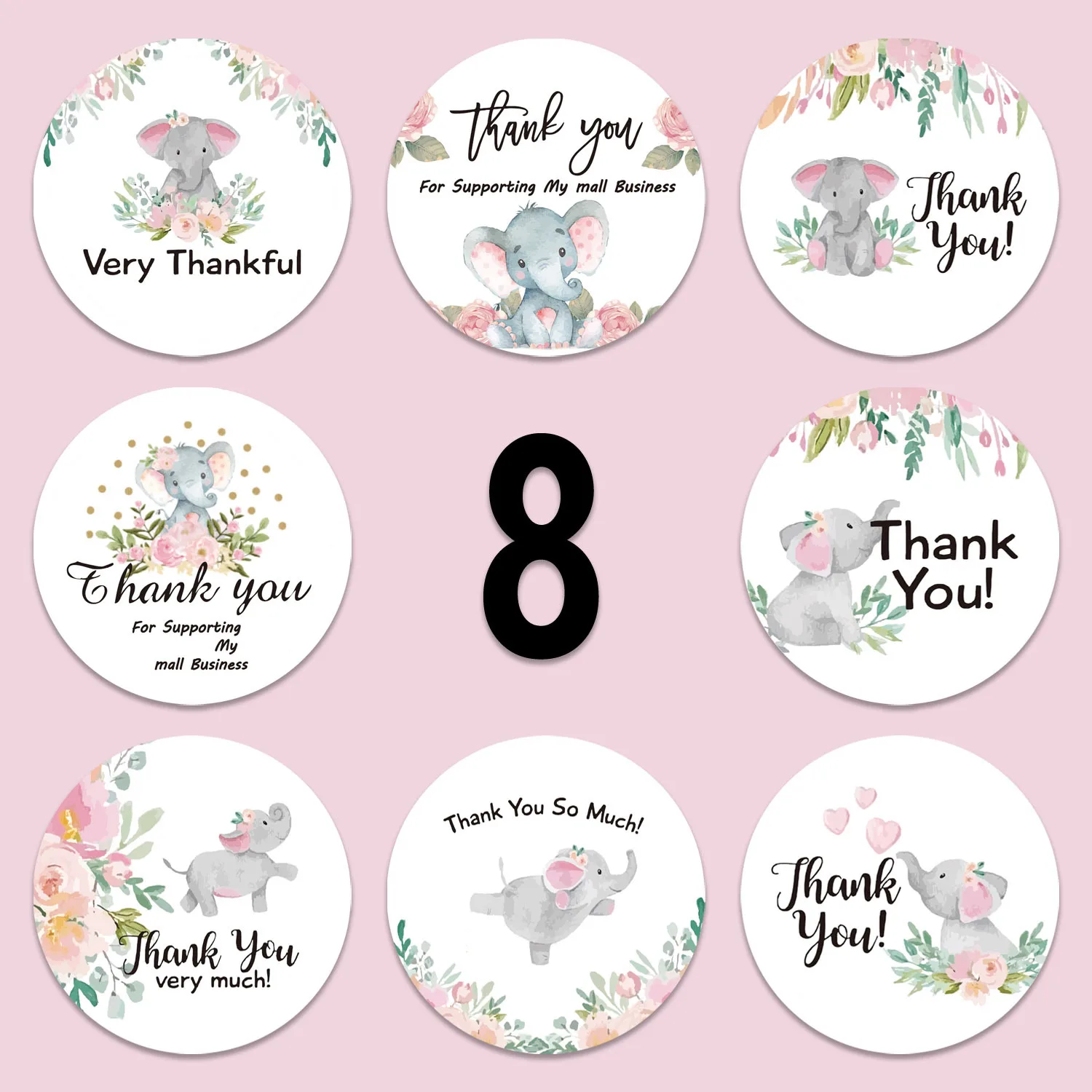

500 ярлыков, 1 дюйм, наклейки с цветами и надписью «Thank You», Мультяшные Бумажные Клейкие наклейки для деловых подарочных сумок, конвертов, журна...