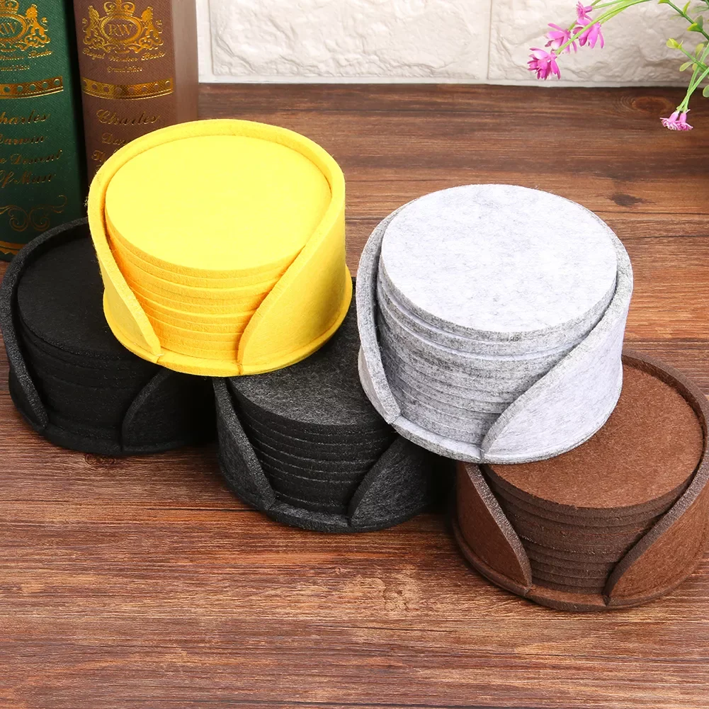 

10pcs Round Felt Coaster Dining Table Protector Pad Heat Resistant Cup Mat Coffee Tea Hot Drink Mug Placemat Kitchen Accessories