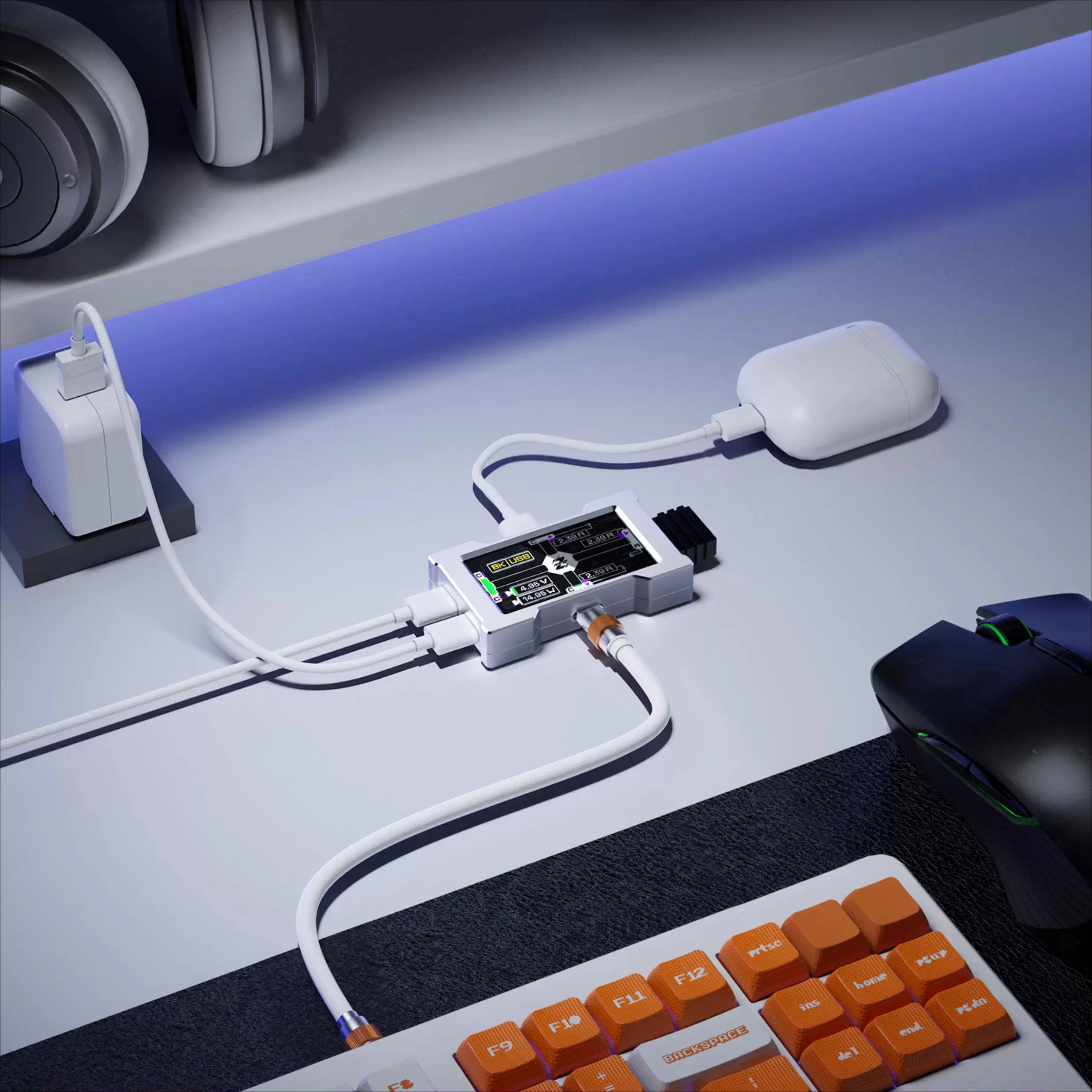 Фото Игровой USB-концентратор HMLAB ZNEO, 2–3 порта с экраном, частота заката 8 кГц, независимая мощность, модная для игровой атмосферы, интеграция стола №2