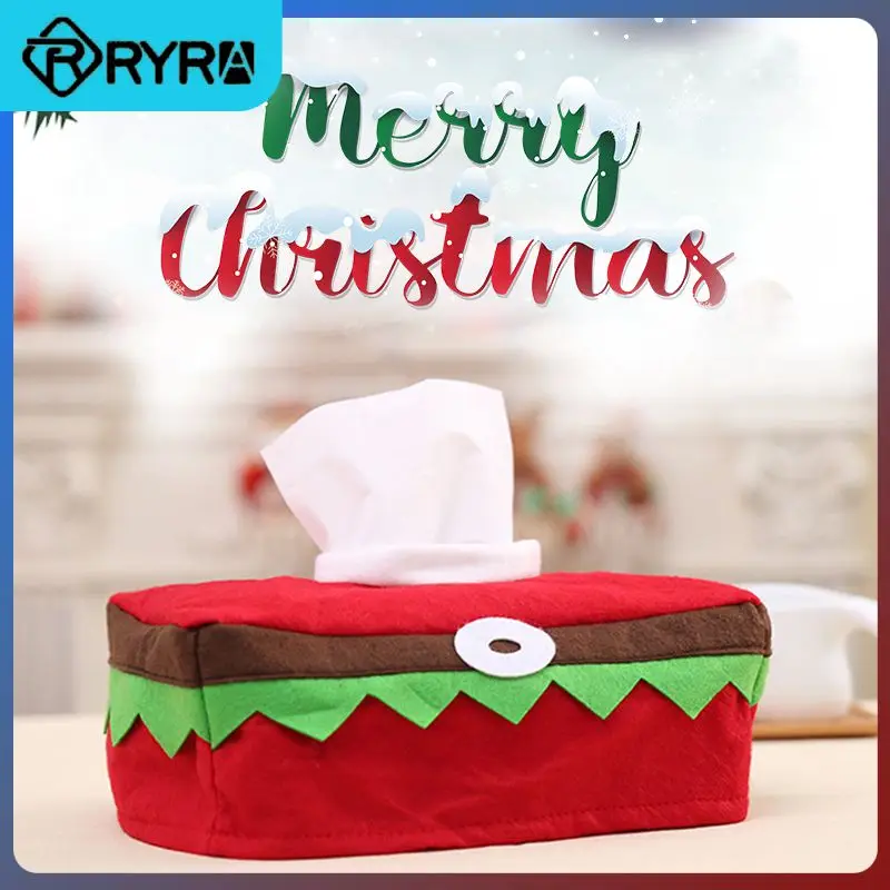 

Paper Box Cover Christmas Long Literary Flannel Elf Paper Towel Cover Cloth Decoration New Year Home Storage Decoration