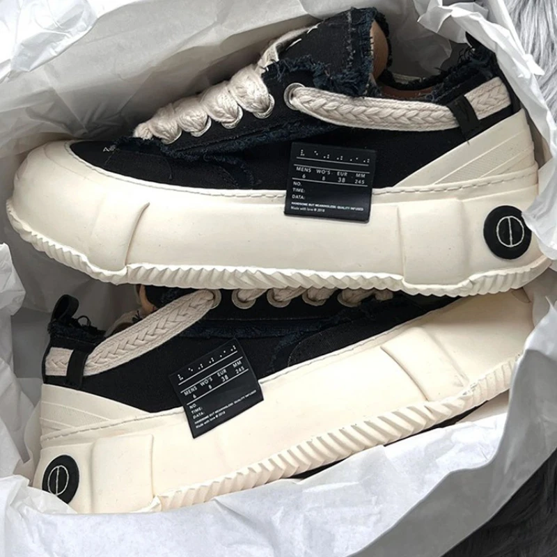 2023 Autumn New Style Casual Lace Up Beggar Shoes Women's Open Laughing Thick Soled Canvas Shoes