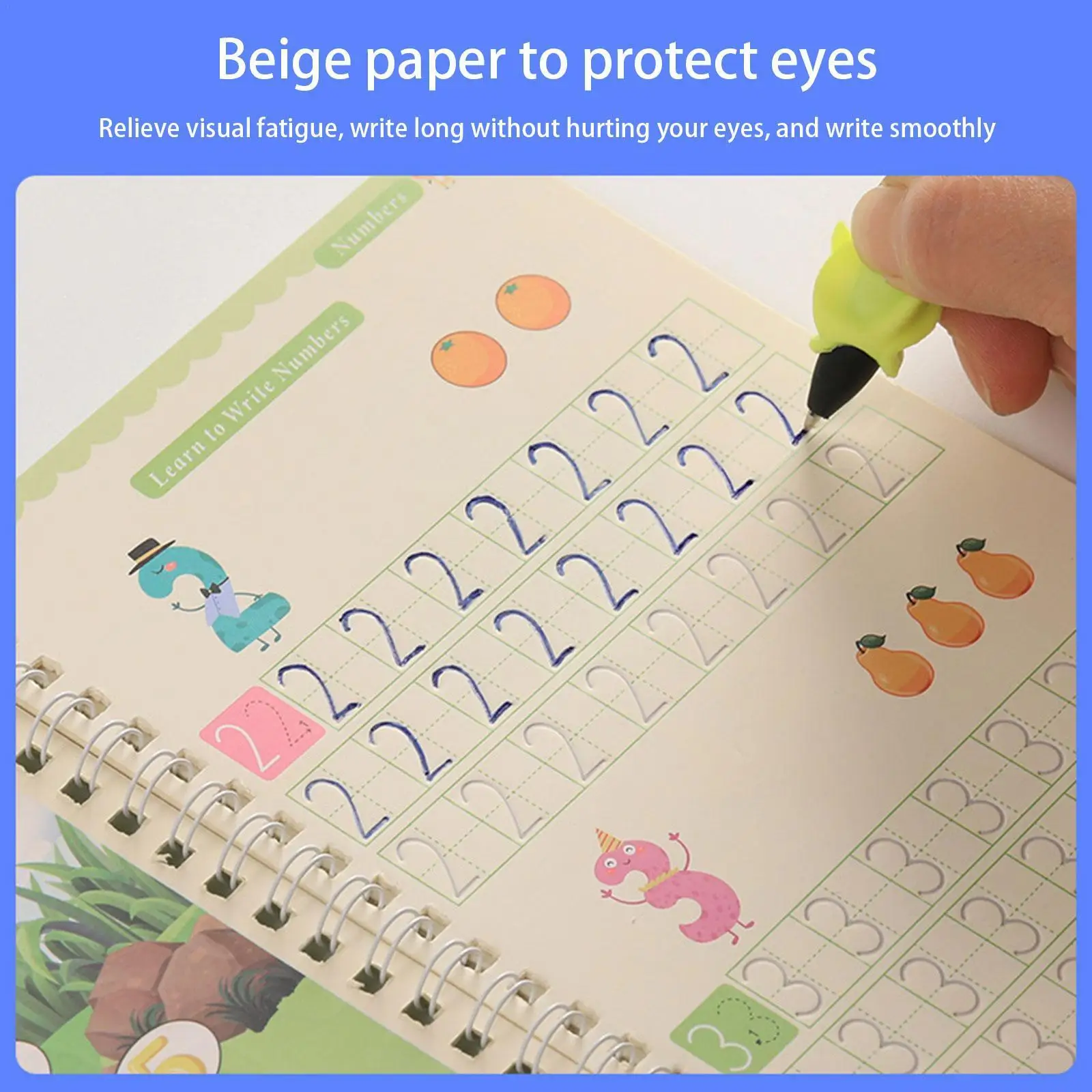 

New Reusable Children 3D Copybook For Calligraphy Numbers 0-100 Handwriting Textbook Learning Math Book Writing For Kids To F7E9