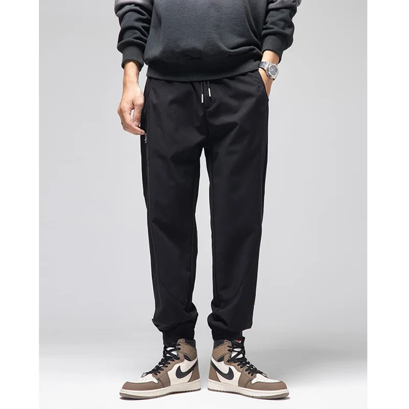 Streetwear Men 2022 Autumn and Winter Fashion New Pattern Lanyard Black Casual Pants Comfortable Versatile Haren Pants Female