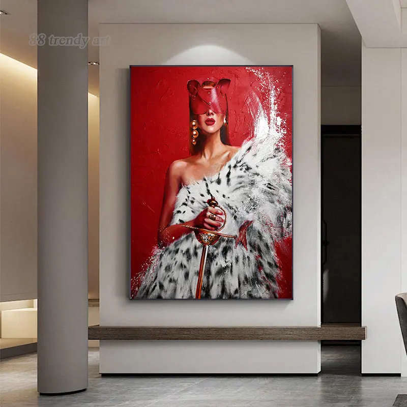 Красная Королева холст картина маслом женские постеры с завязанными глазами