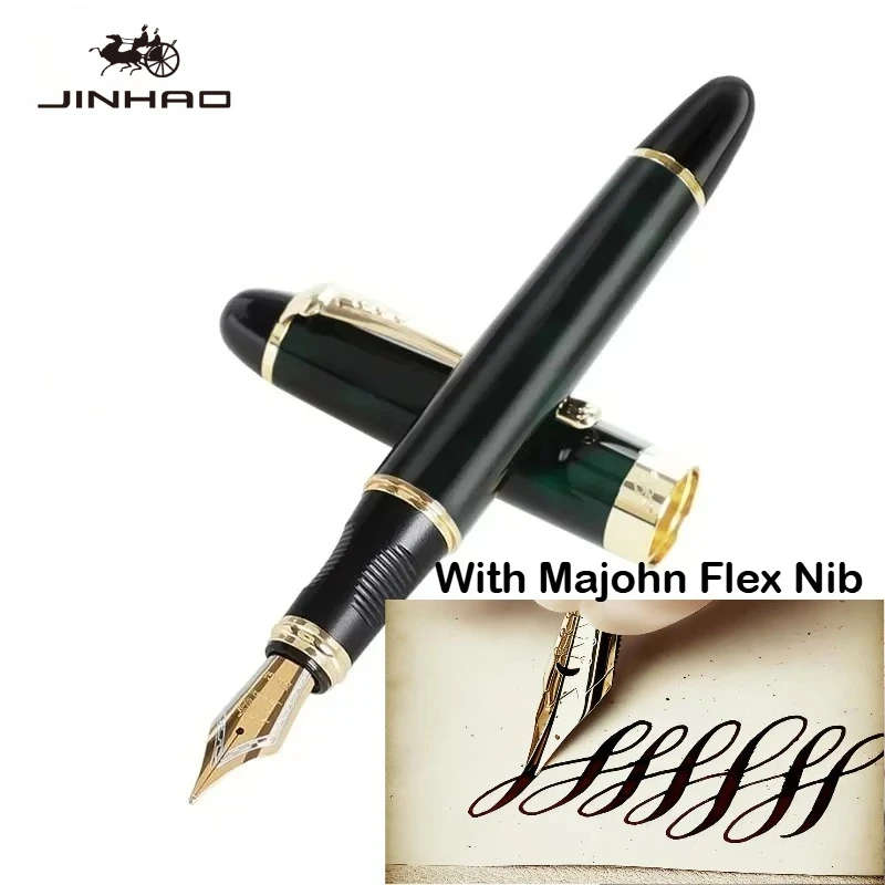 Фото Перьевая ручка JINHAO X450 с гибким пером Majohn, металлическая ручка для каллиграфии, для письма, школьных и офисных принадлежностей, канцелярских товаров №1