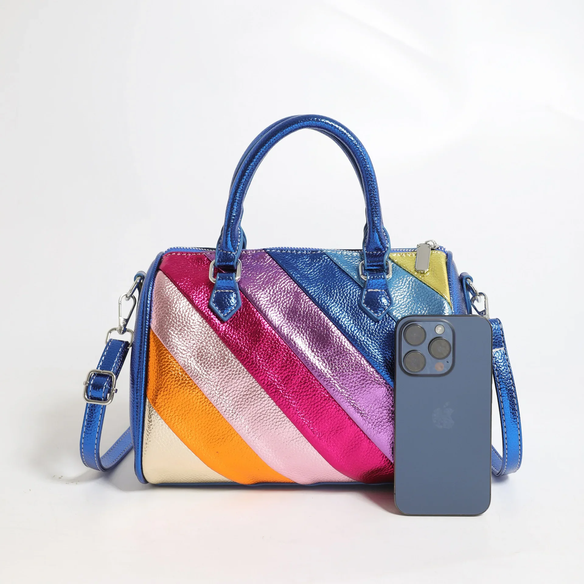 Полосатая сумка-тоут в форме бочонка для женщин сумка через плечо новинка 2025