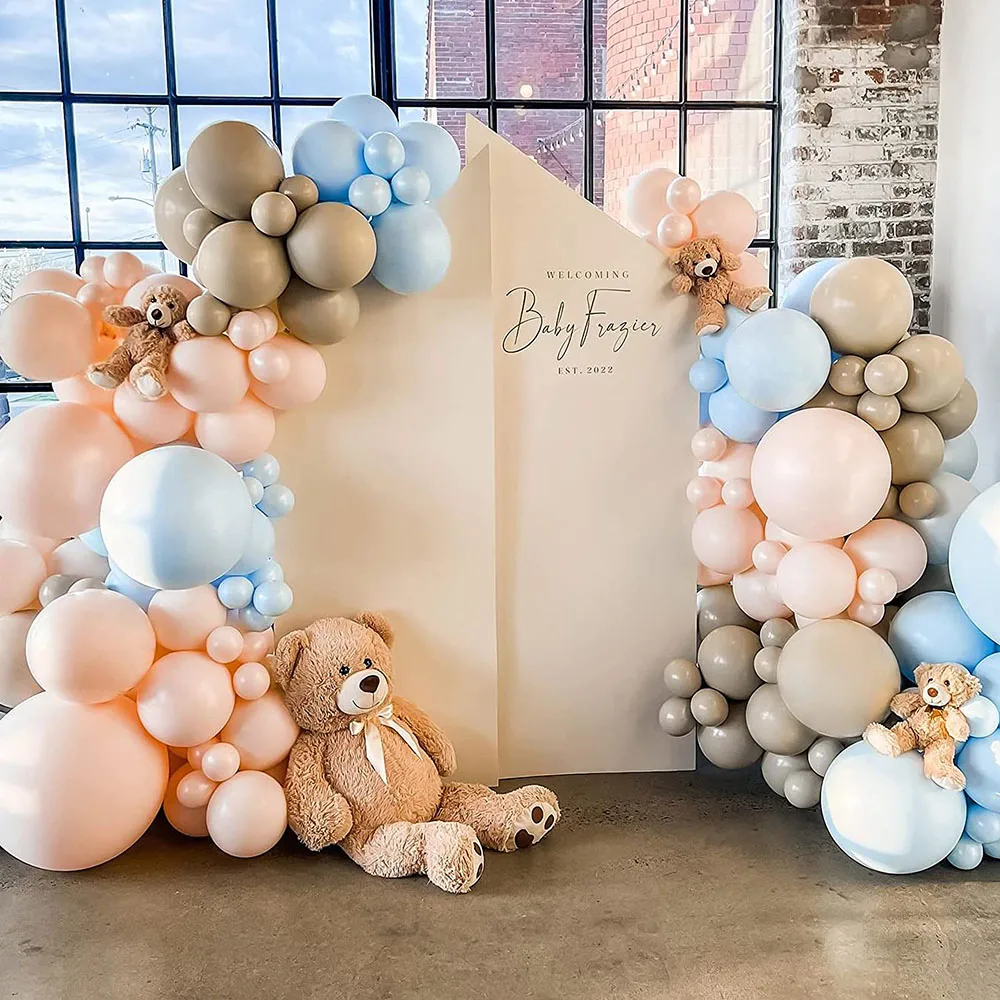 

Pastel Pink and Blue Balloon Garland Arch Kit Apricot Double Stuffed Balloon Birthday Gender Reveal Baby Shower Party Decoration