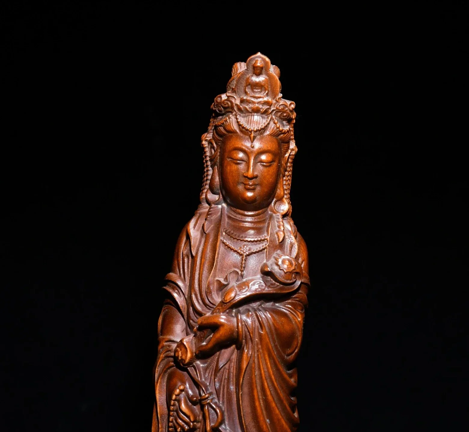 Китайские антиквариат винтажные резные изысканные статуи Дракона Кван Инь