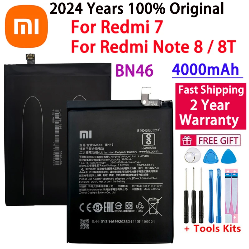 100% оригинальный сменный аккумулятор BN46 емкостью 4000 мАч для Xiaomi Redmi 7 Note8 Note 8 8T