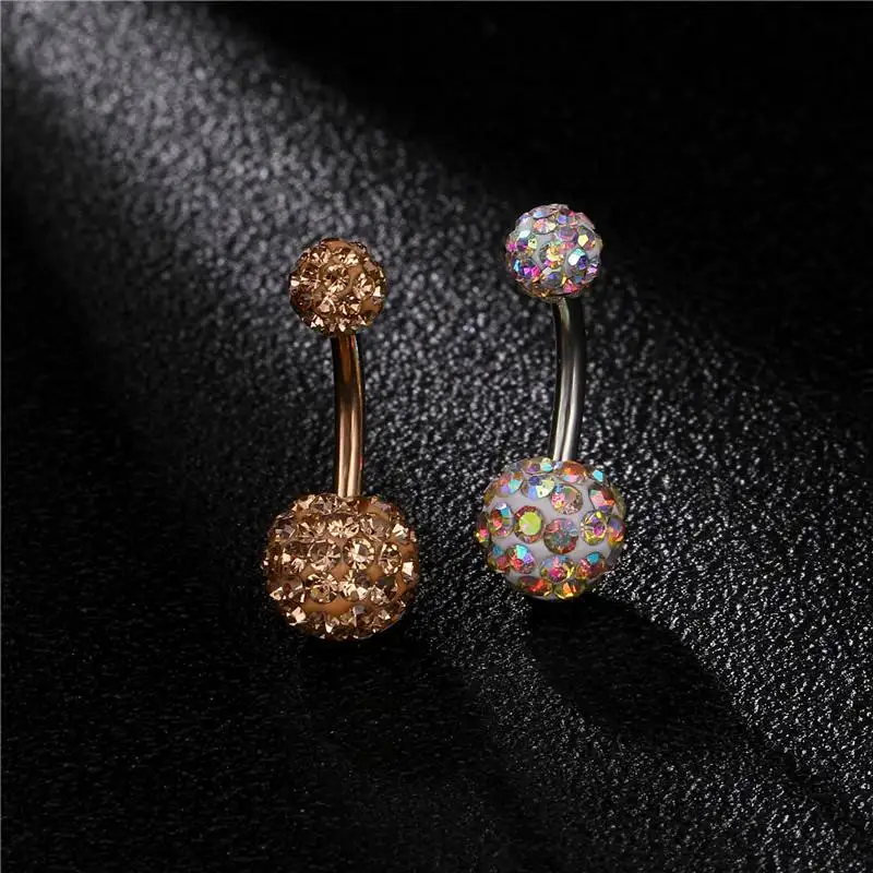 

Surgical Navel Rings Crystal Belly Button Ring Bar Body Piercing Jewelry belly dance jewelry