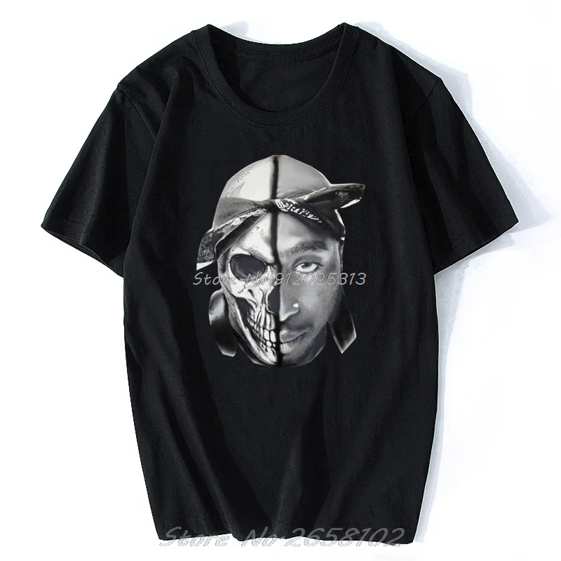 

Tupac 2PAC R.I.P Short Sleeve Skull T Shirt Printed Cotton Top Tees Casual Hip Hop Rock O Neck Rock Music Tee Rap Shirt