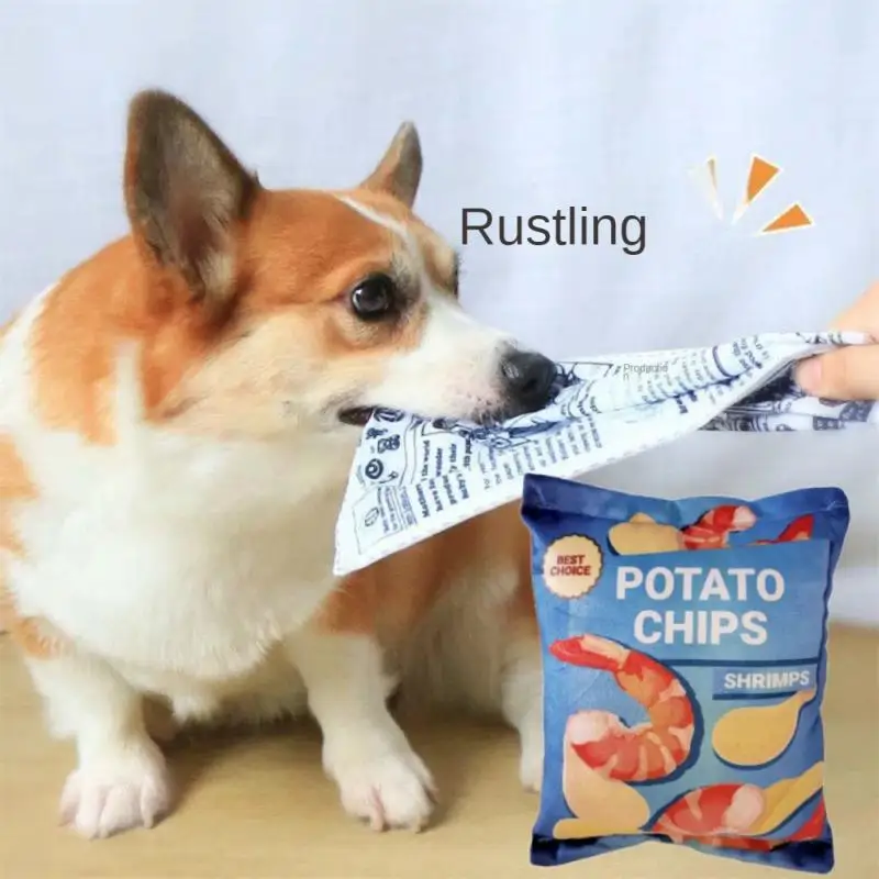 

New Dog Toy Training Dolls With Sound Entertainment Potato Chips Stuffed Simulated Cat Bread Interactive Chewing Toy