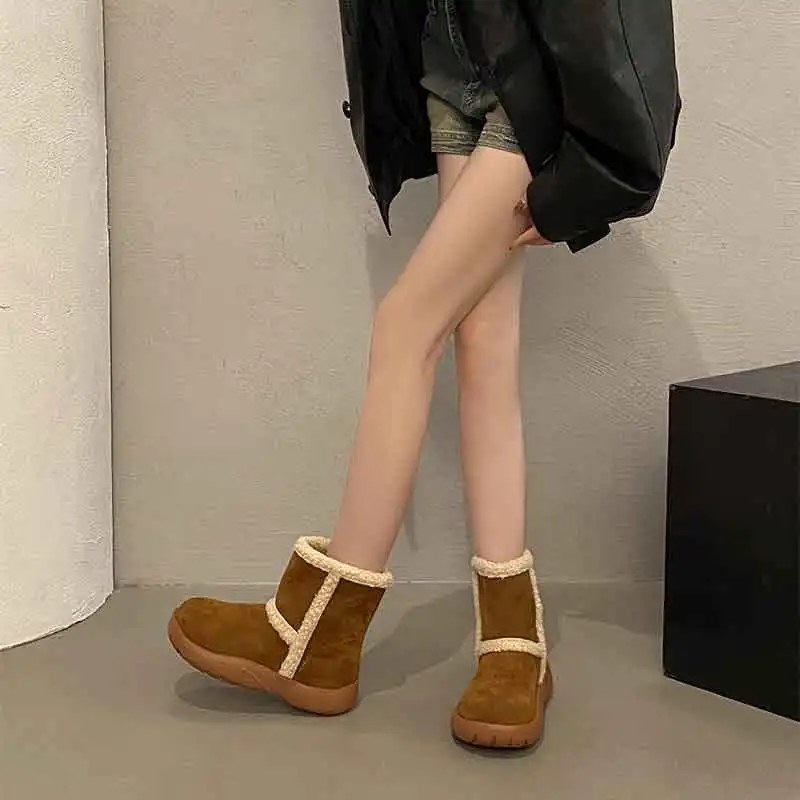 Обувь женские сапоги с круглым носком австралийские ботинки женская зимняя