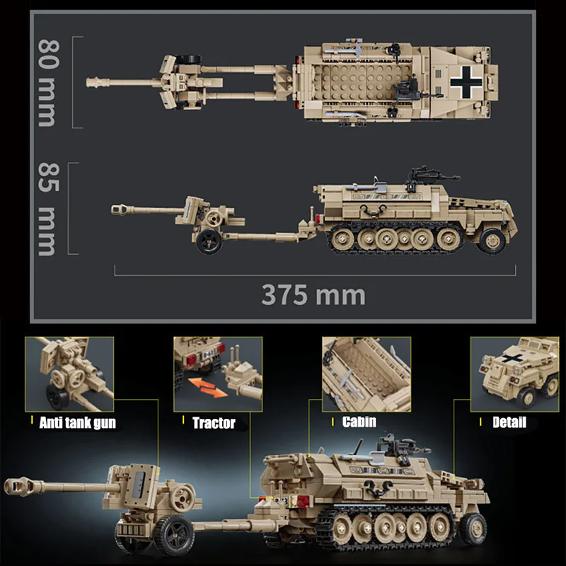 Военные WW2 SdKFz250 доспехи Halftrack строительные блоки DIY бронированный носій персонала