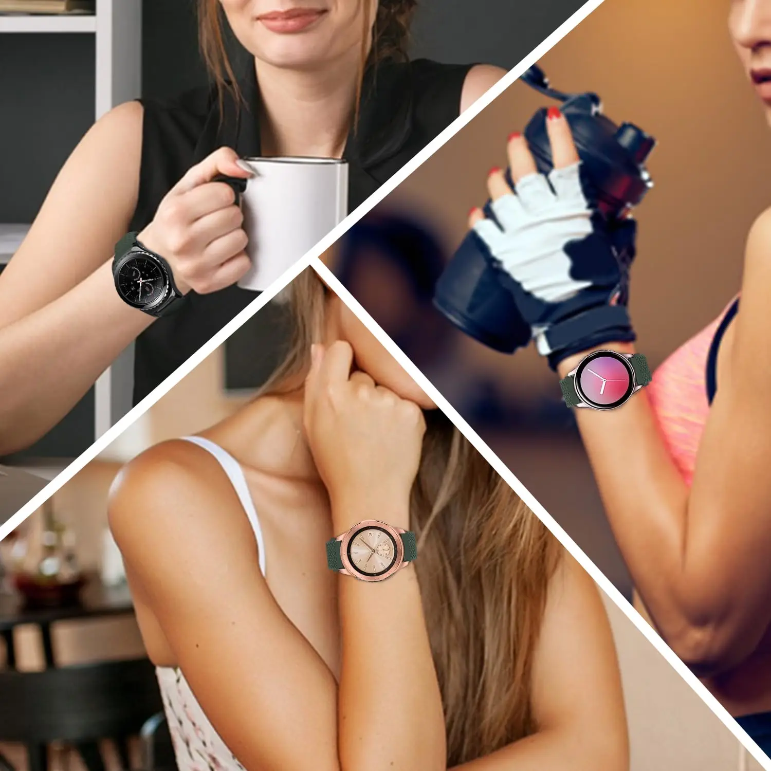 Ремешок магнитный для Samsung Galaxy Watch 6 4 classic/5 pro/active 2/s3 нейлоновый плетеный браслет