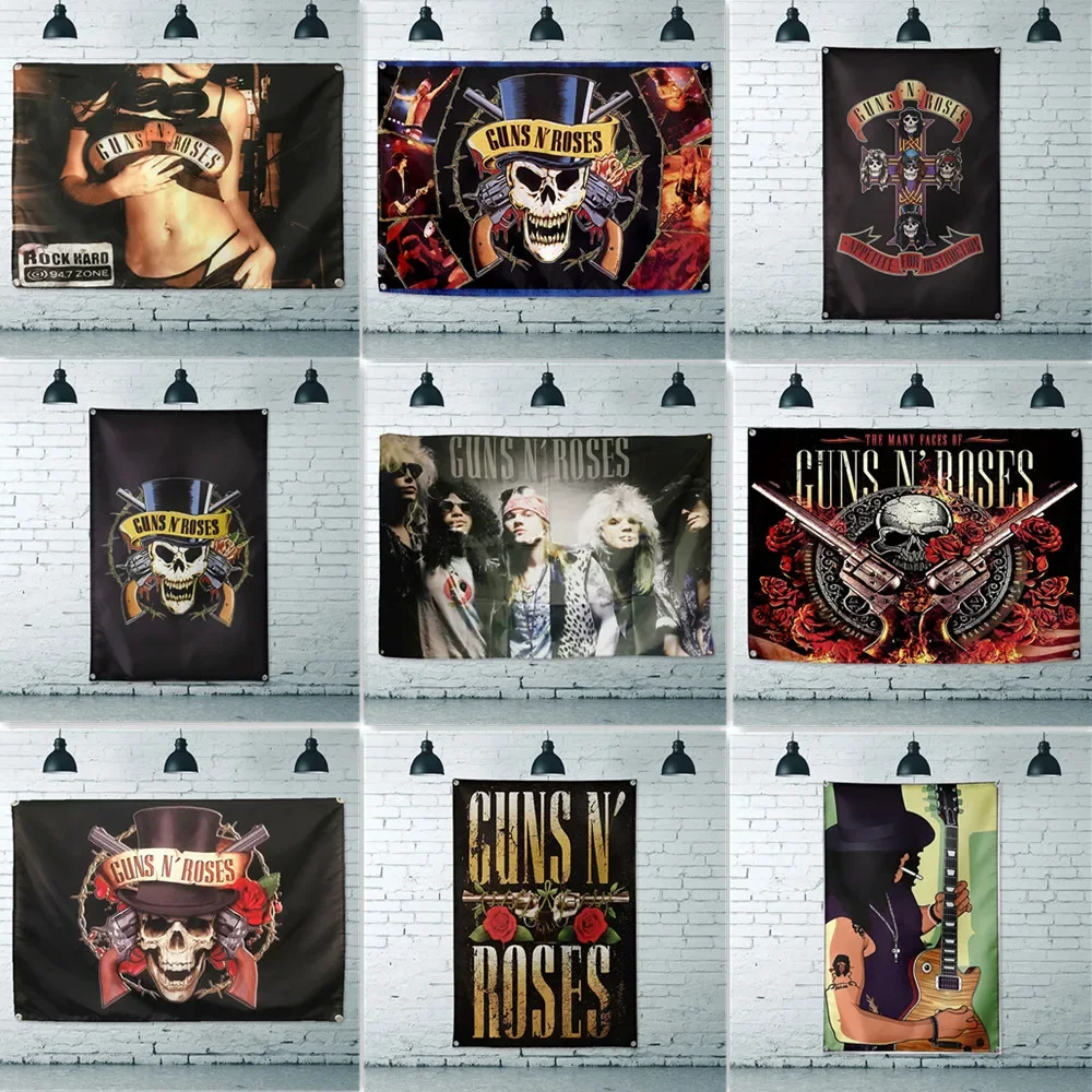 ROSES N' HUNS рок-группа баннер настенный флаг панк хэви-метал музыкальные постеры
