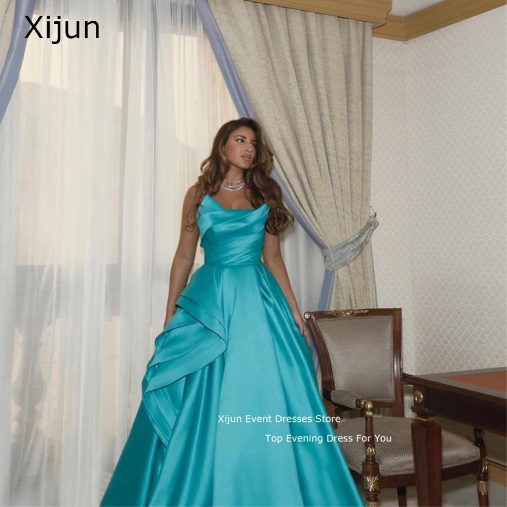 

Xijun Prom Gowns Satin A-Line Evening Dresses Luxury Prom Dress Saudi Arabic Party Dress Elegant For Women 2023 Formal Sleeveles