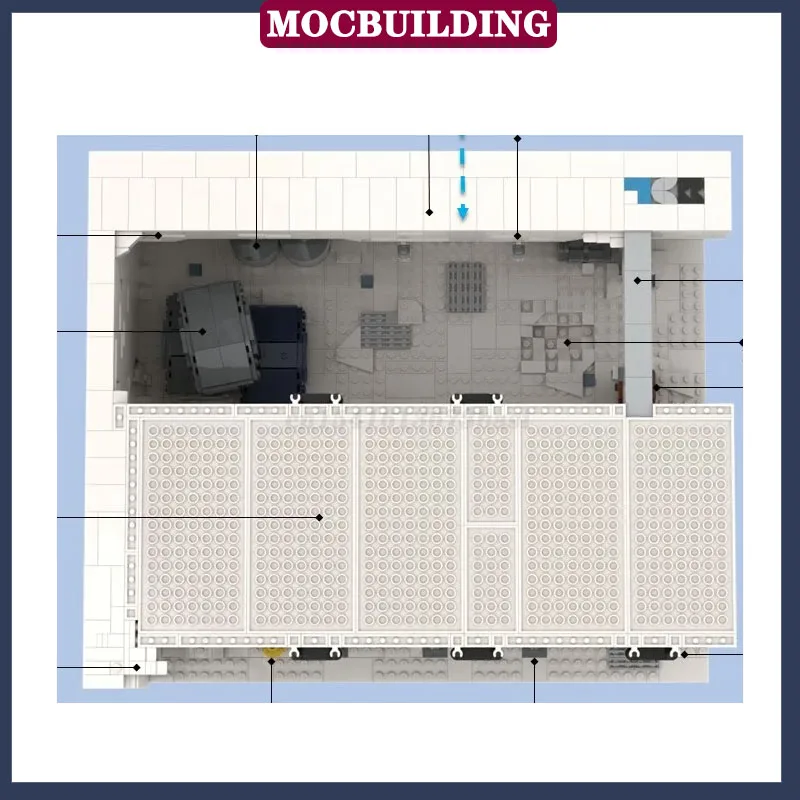 MOC Space Film Base Hangar Bay Модель Строительный блок Сборка Укрытие Thoroughfare Коллекция Серия